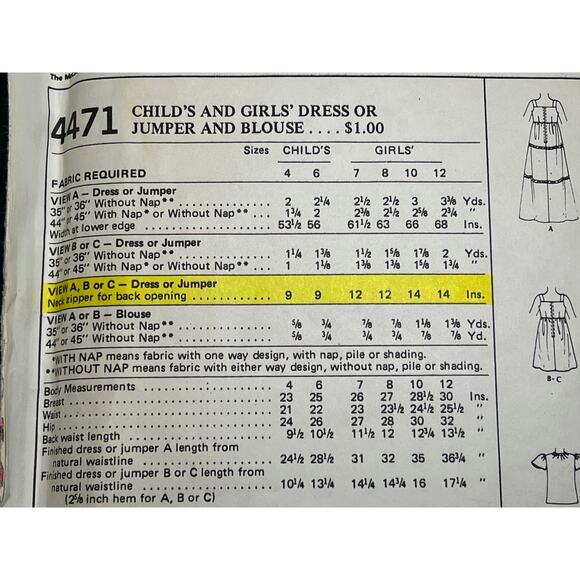 McCalls 4471 pattern girls jumper fit and flare 1970s size 12 - Picture 4 of 7